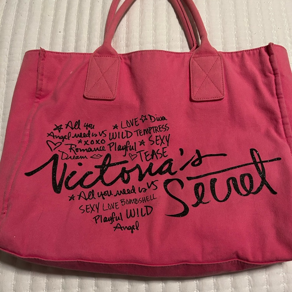Victoria's Secret Pink Tote with Black Script